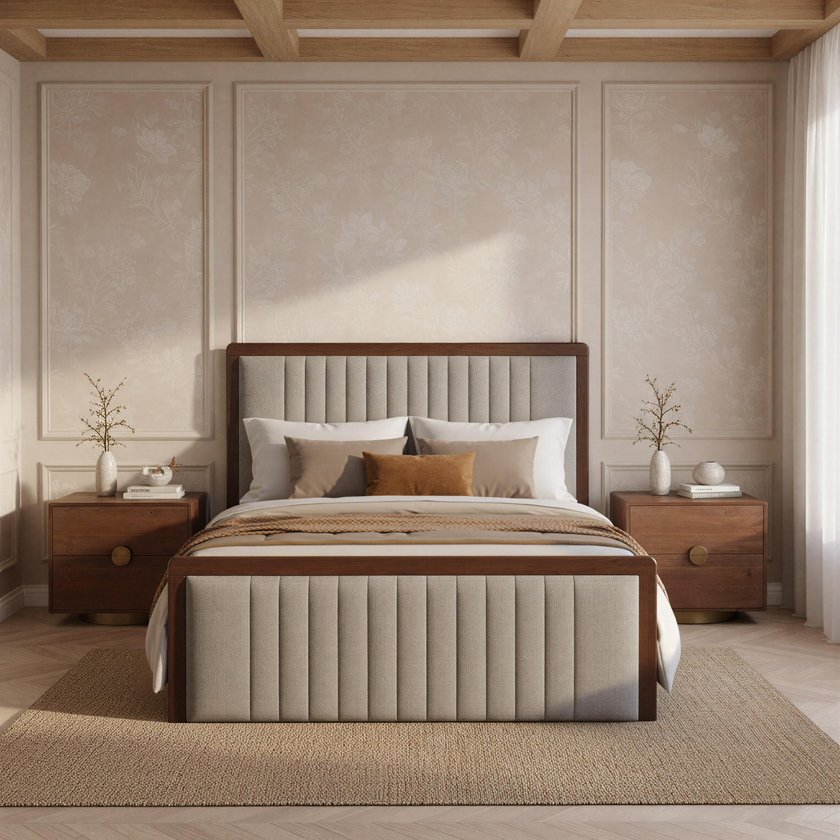 ZUO Somune Queen Bed Gray & Walnut