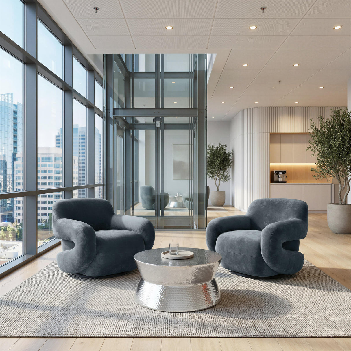 ZUO Boble Swivel Chair Storm Gray