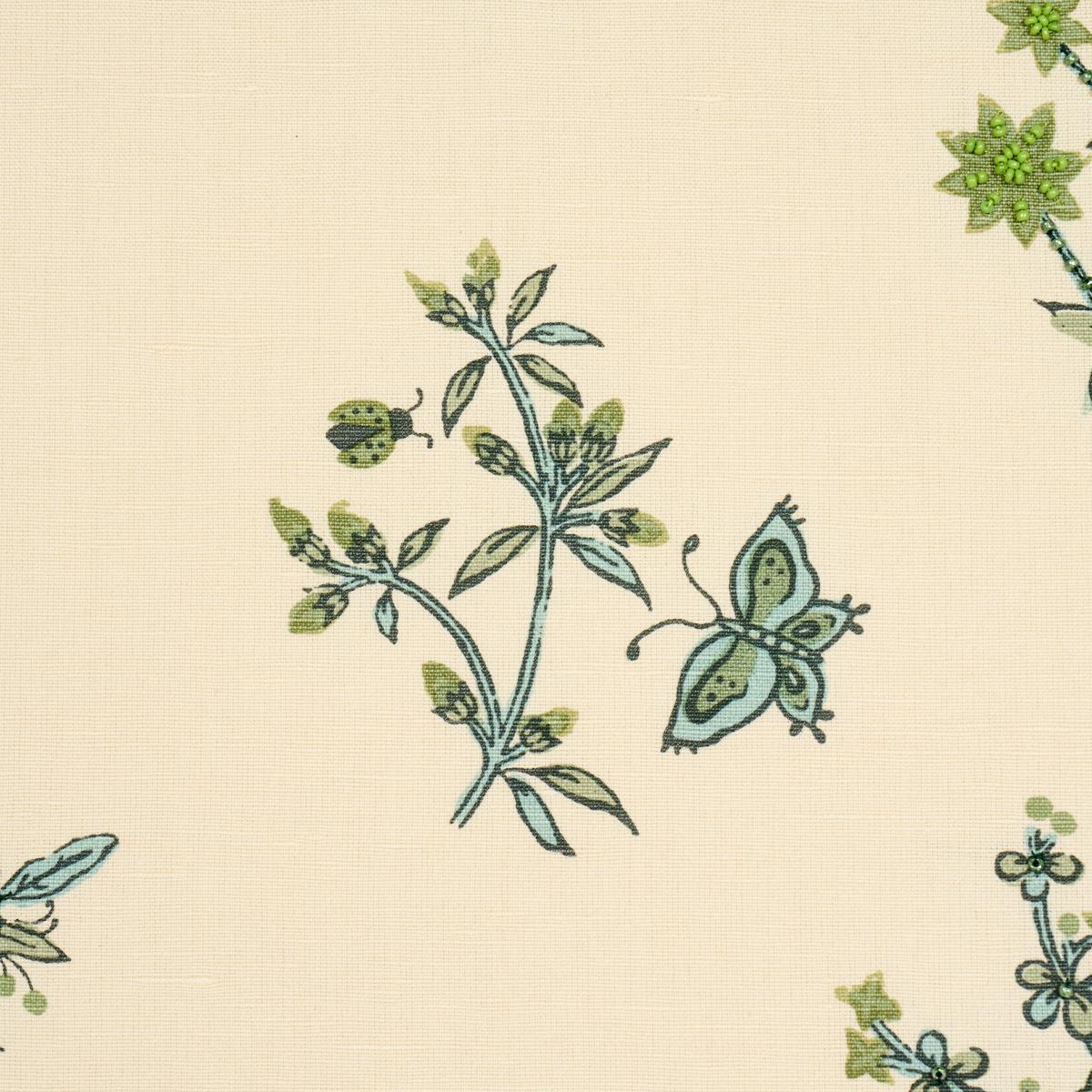 Schumacher Jeter Des Fleurs Beaded Print Artichoke Fabric