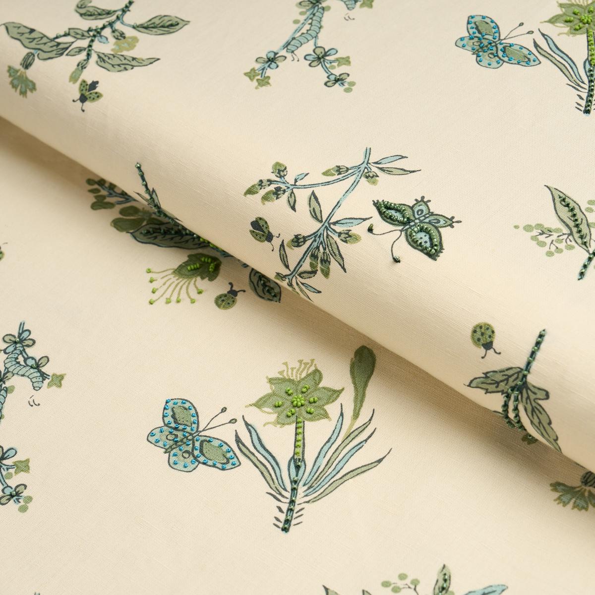 Schumacher Jeter Des Fleurs Beaded Print Artichoke Fabric