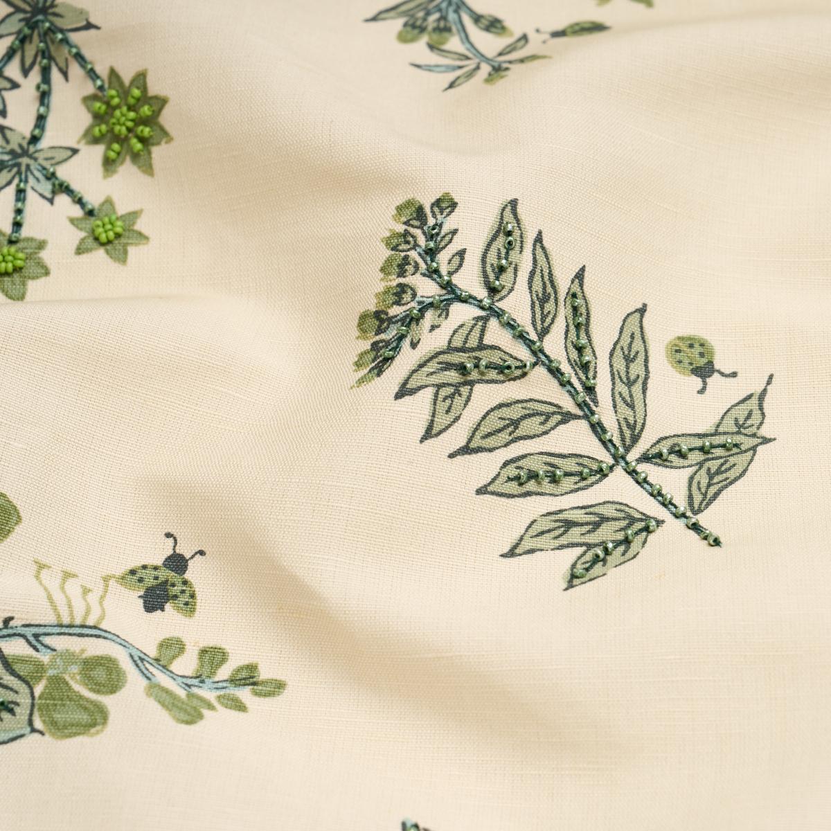 Schumacher Jeter Des Fleurs Beaded Print Artichoke Fabric