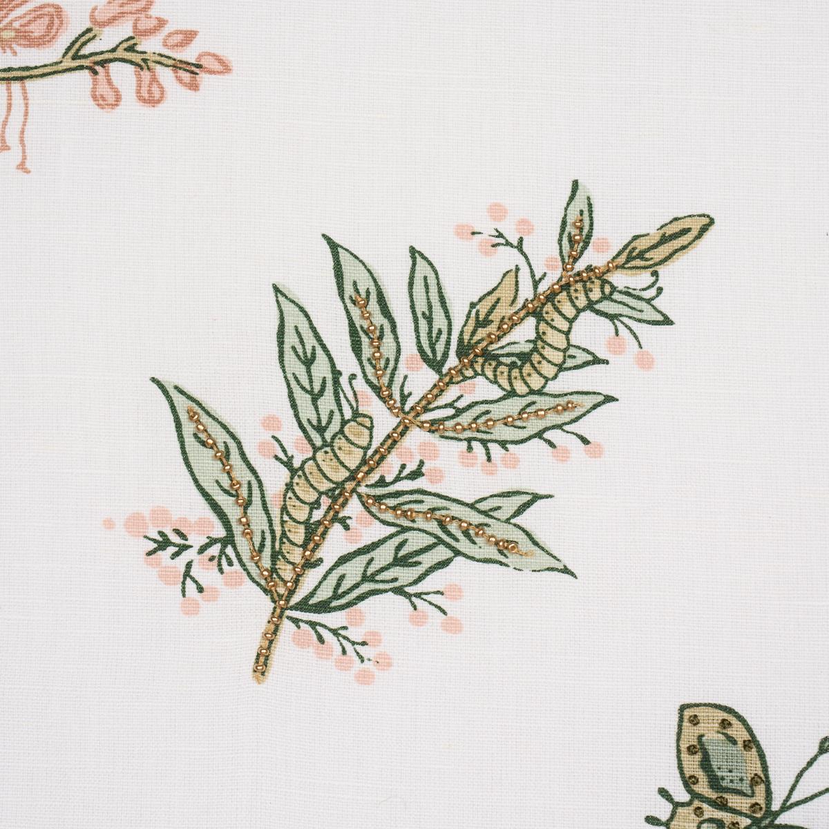 Schumacher Jeter Des Fleurs Beaded Print Moss Phlox Fabric