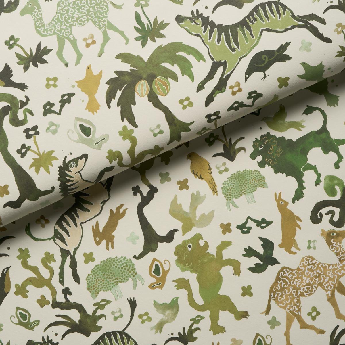 Schumacher Beasts Green Wallpaper