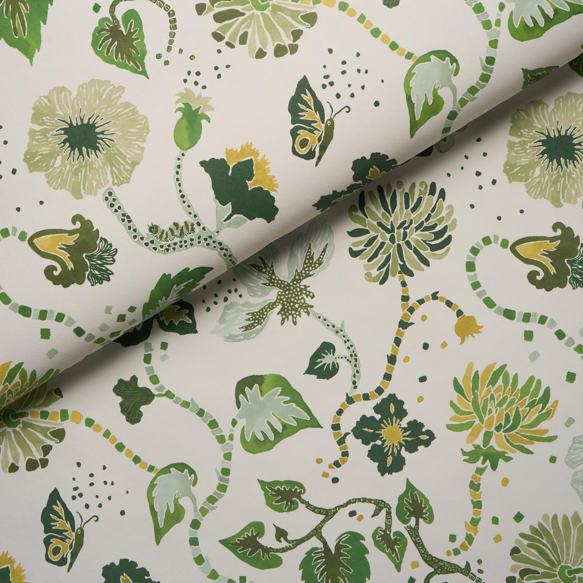 Schumacher Gloriette Green Wallpaper