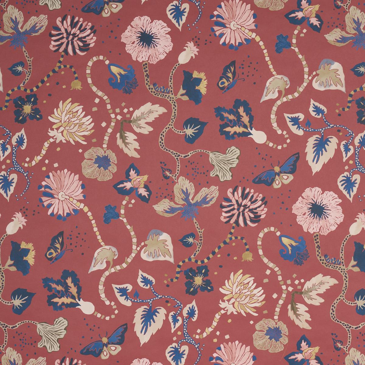 Schumacher Gloriette Red Wallpaper