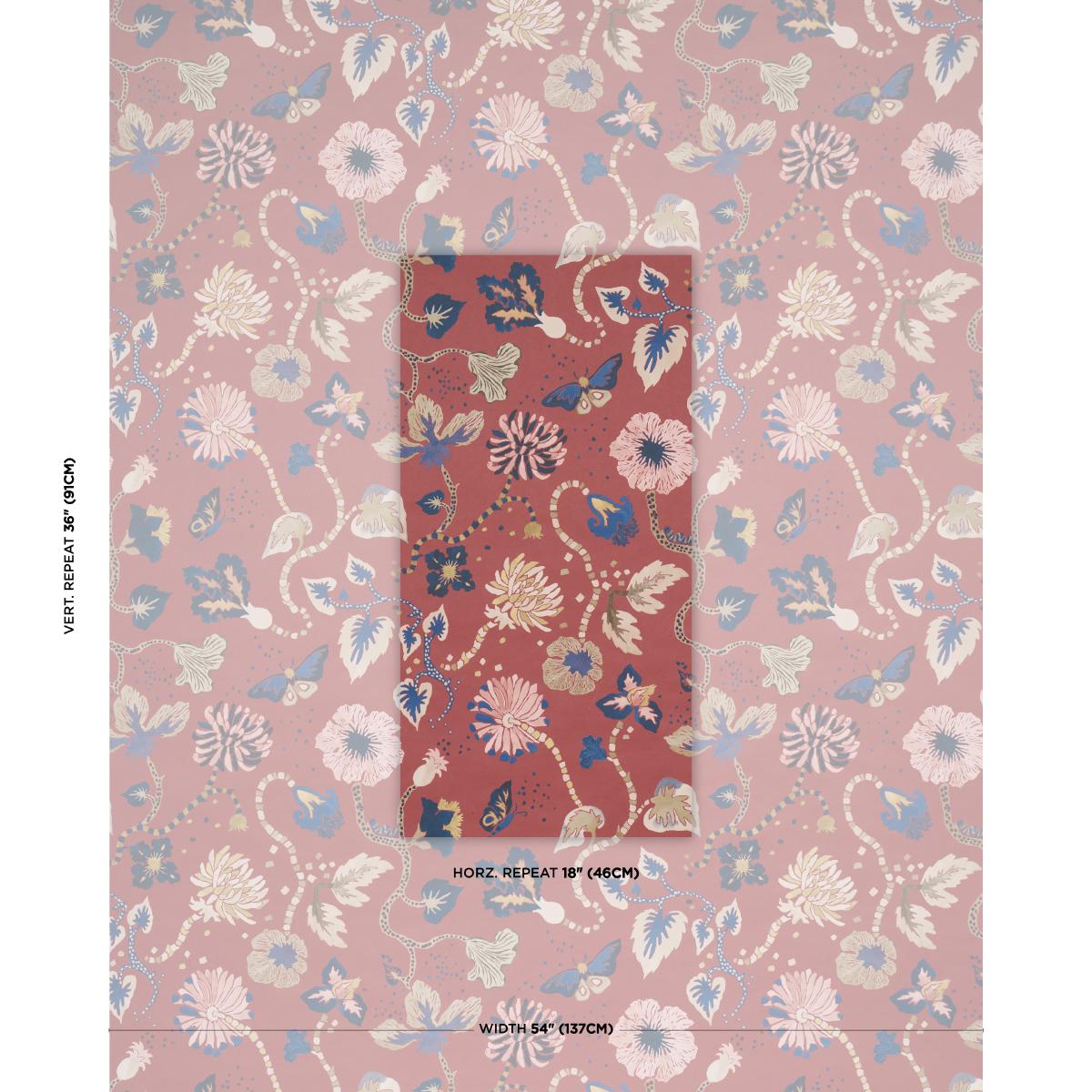 Schumacher Gloriette Red Wallpaper