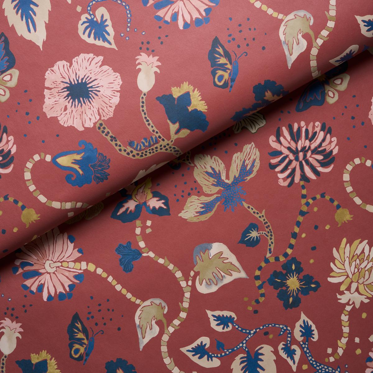 Schumacher Gloriette Red Wallpaper