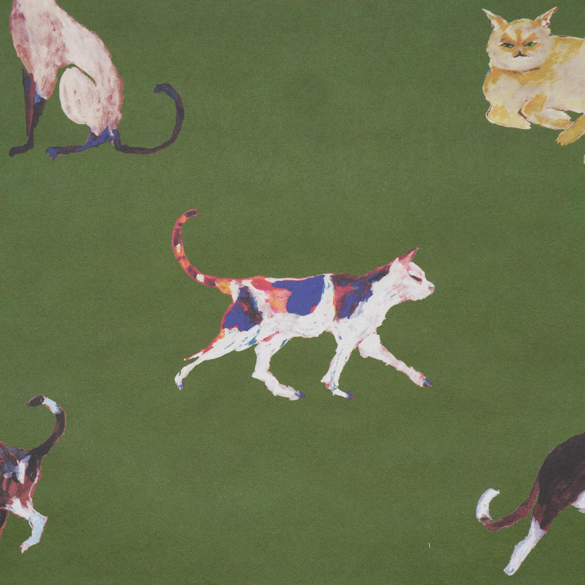 Schumacher Cats Green Wallpaper