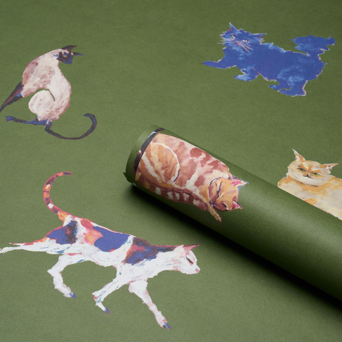 Schumacher Cats Green Wallpaper
