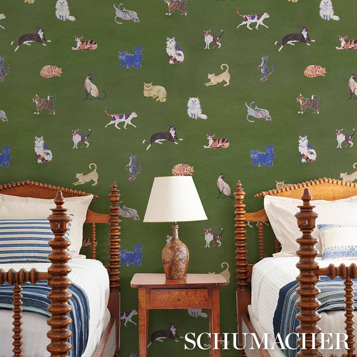 Schumacher Cats Green Wallpaper