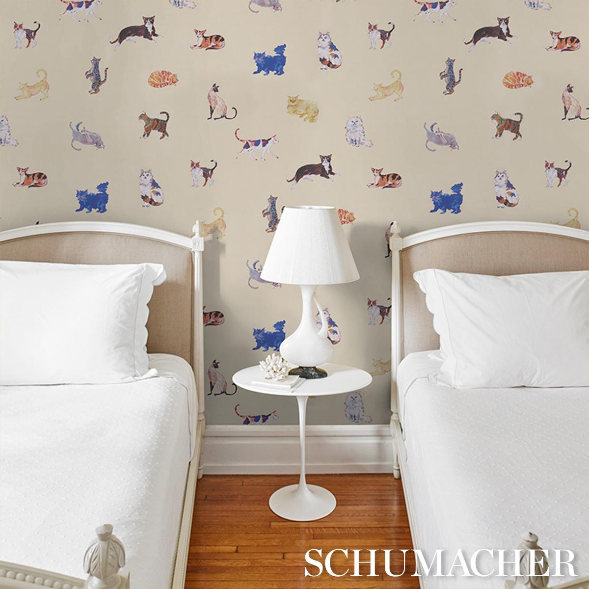 Schumacher Cats Cream Wallpaper