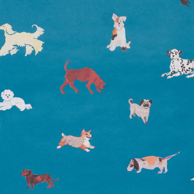 Schumacher Dogs Cerulean Wallpaper