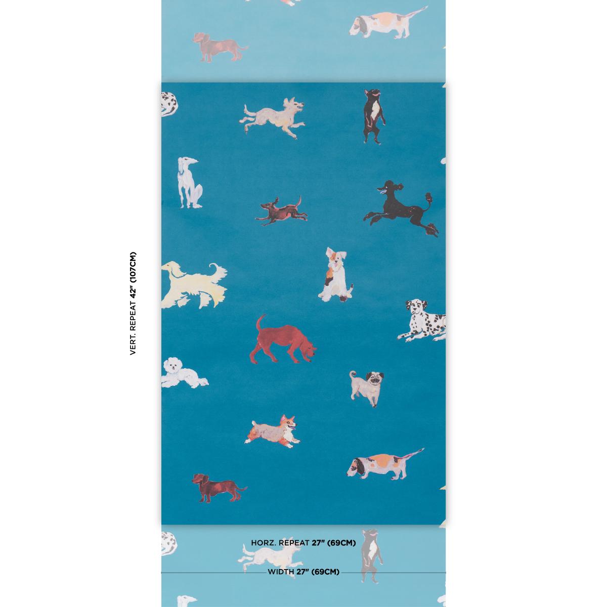 Schumacher Dogs Cerulean Wallpaper