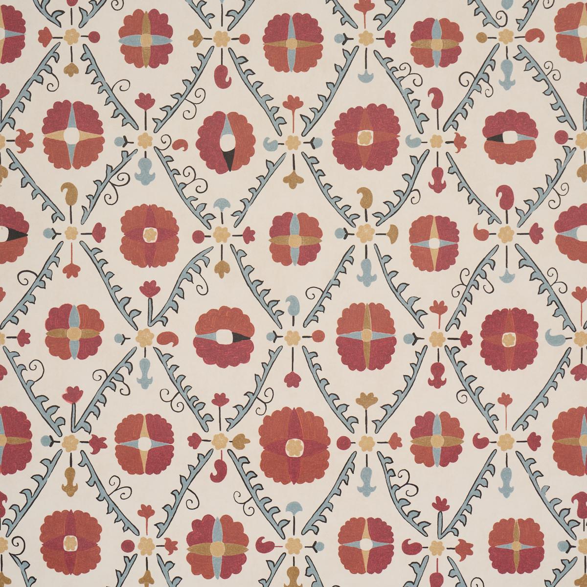 Schumacher Amal Tent Red & Blue Wallpaper