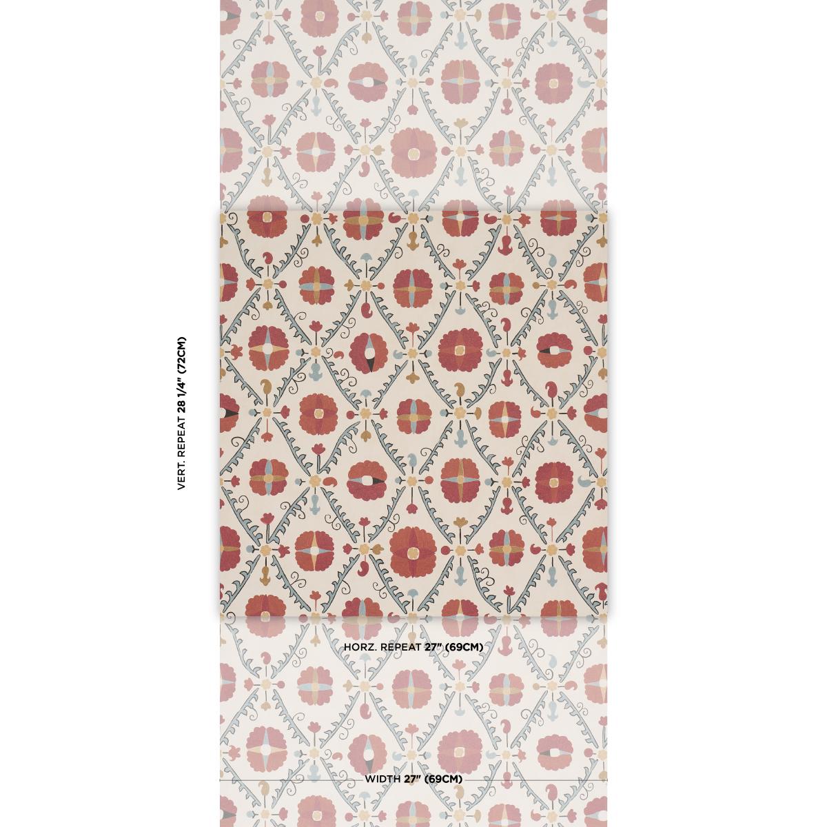 Schumacher Amal Tent Red & Blue Wallpaper