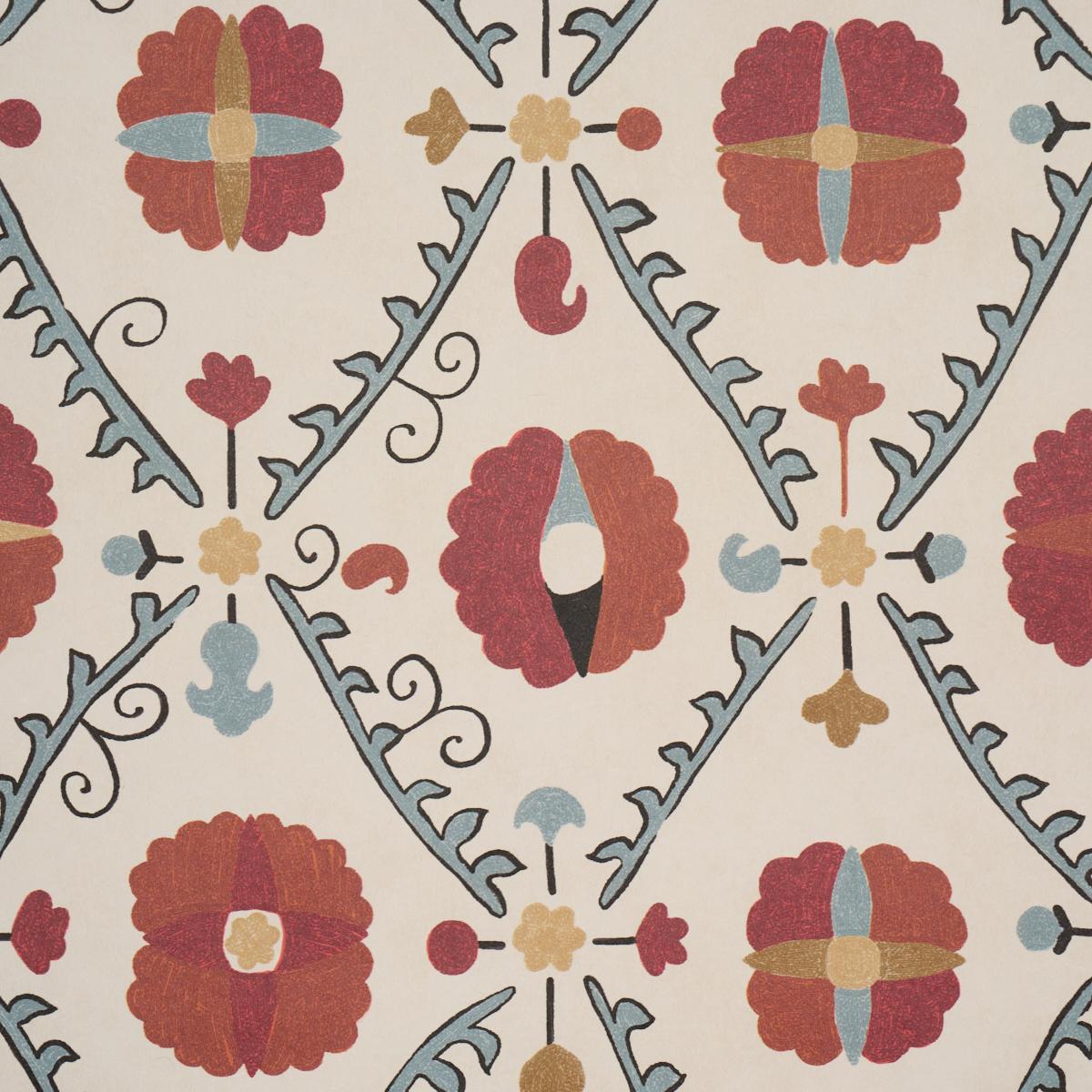 Schumacher Amal Tent Red & Blue Wallpaper