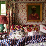 Schumacher Amal Tent Red & Blue Wallpaper