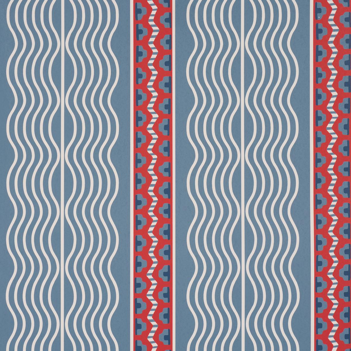 Schumacher Crème Anglaise French Red & Blue Wallpaper