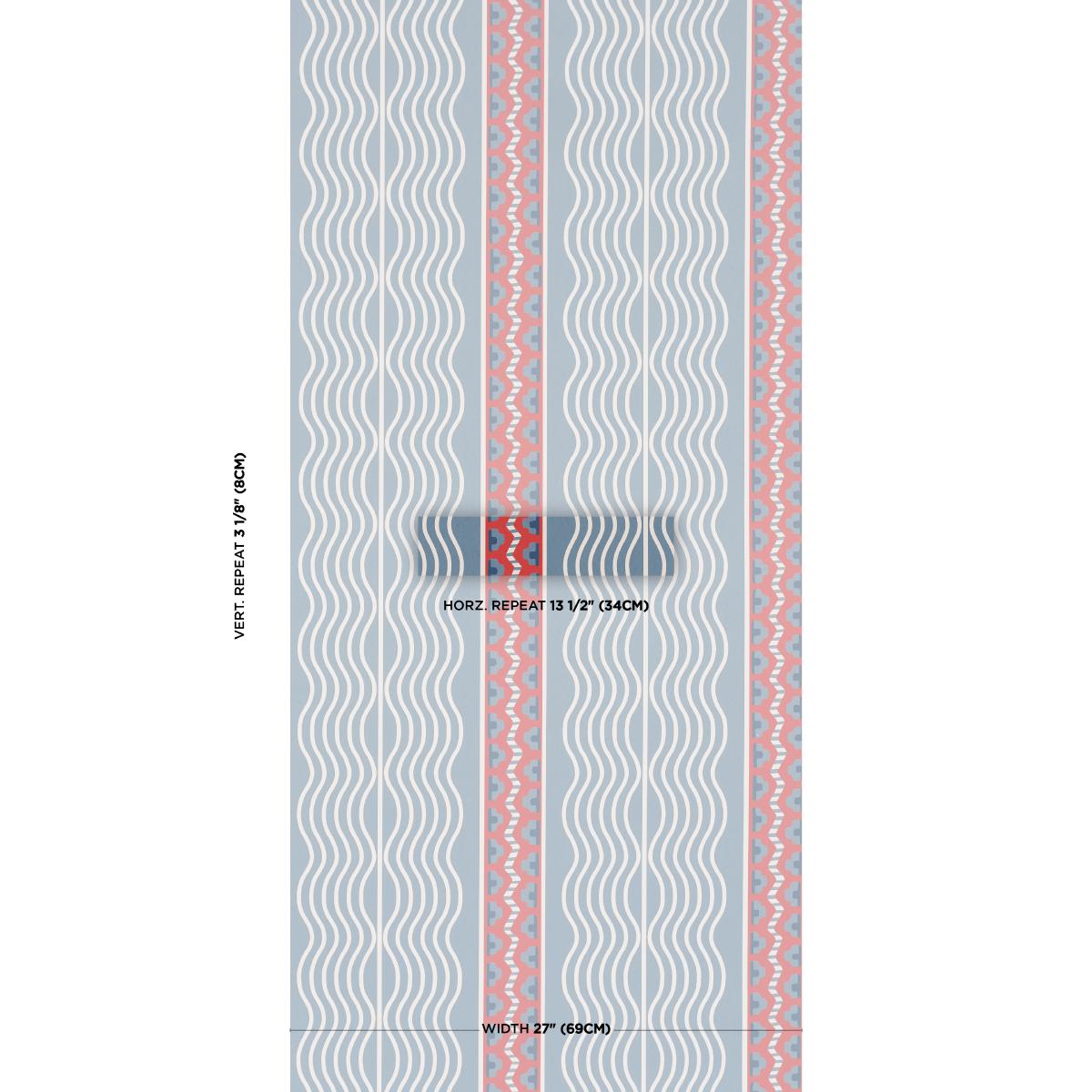 Schumacher Crème Anglaise French Red & Blue Wallpaper