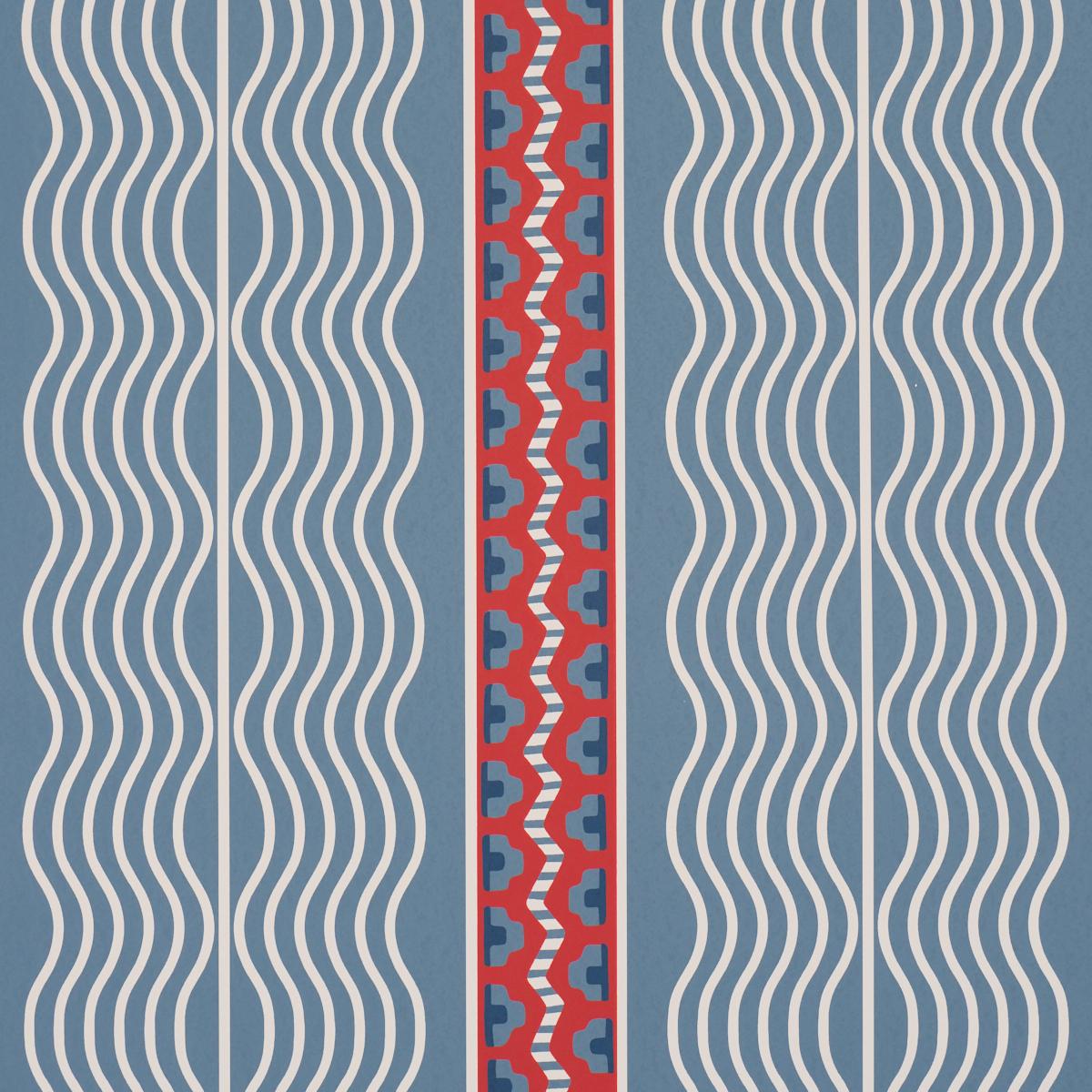 Schumacher Crème Anglaise French Red & Blue Wallpaper