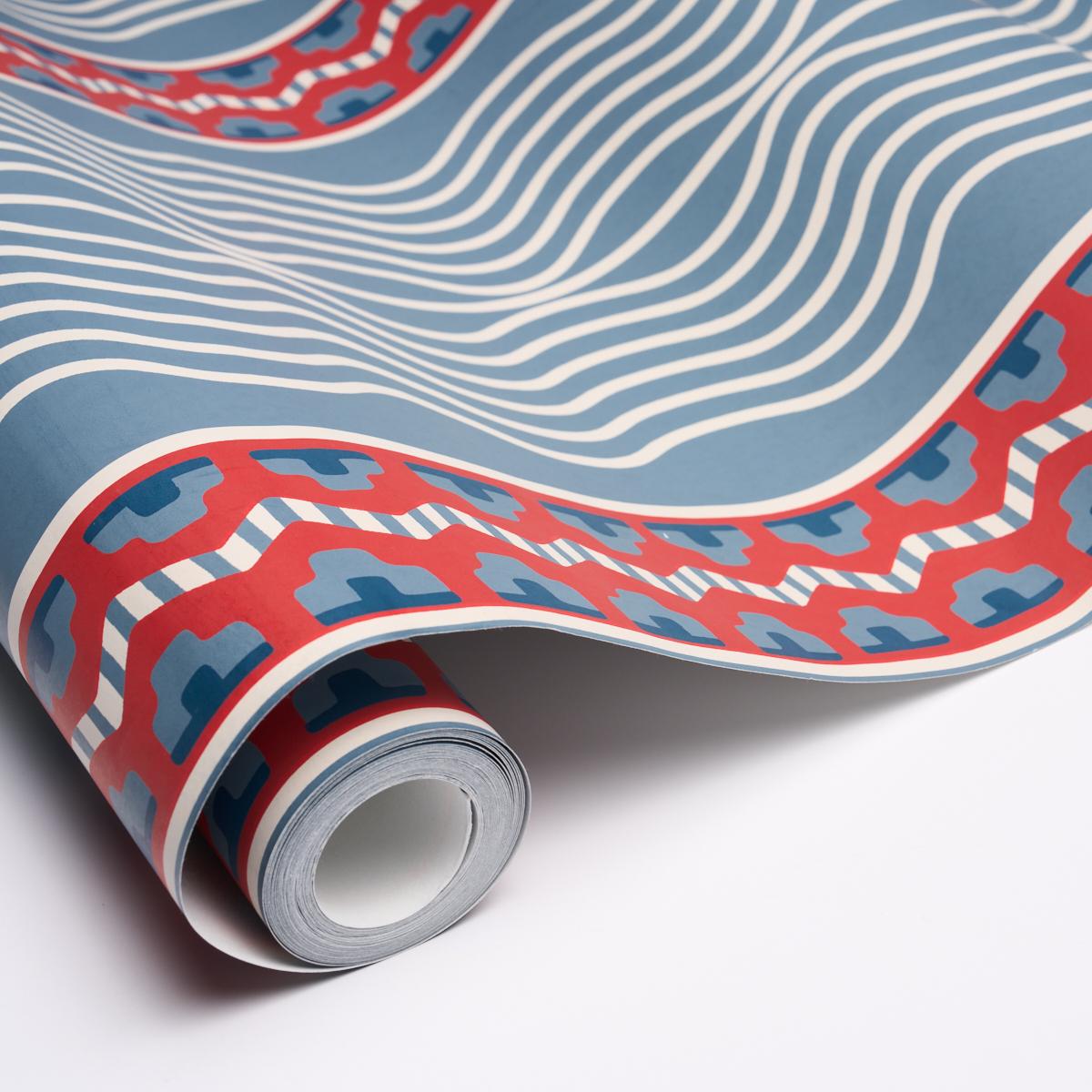 Schumacher Crème Anglaise French Red & Blue Wallpaper