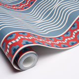 Schumacher Crème Anglaise French Red & Blue Wallpaper