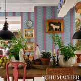 Schumacher Crème Anglaise French Red & Blue Wallpaper