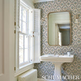 Schumacher Amal Calm Blue/Laurel Green Wallpaper