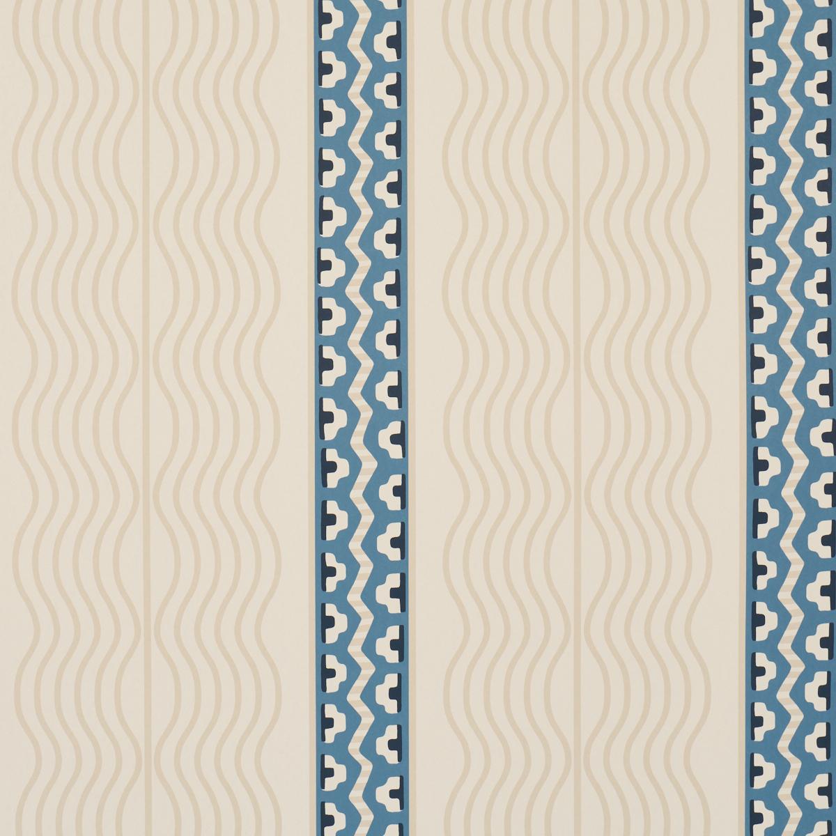 Schumacher Crème Anglaise English Cream/Denim Blue Wallpaper