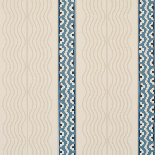 Schumacher Crème Anglaise English Cream/Denim Blue Wallpaper