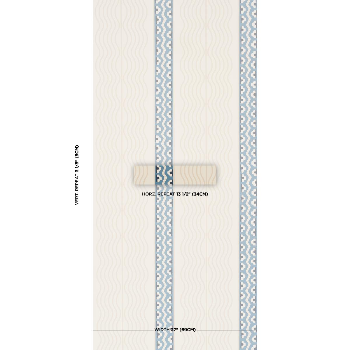 Schumacher Crème Anglaise English Cream/Denim Blue Wallpaper