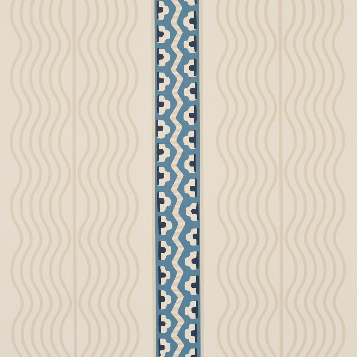 Schumacher Crème Anglaise English Cream/Denim Blue Wallpaper