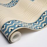 Schumacher Crème Anglaise English Cream/Denim Blue Wallpaper