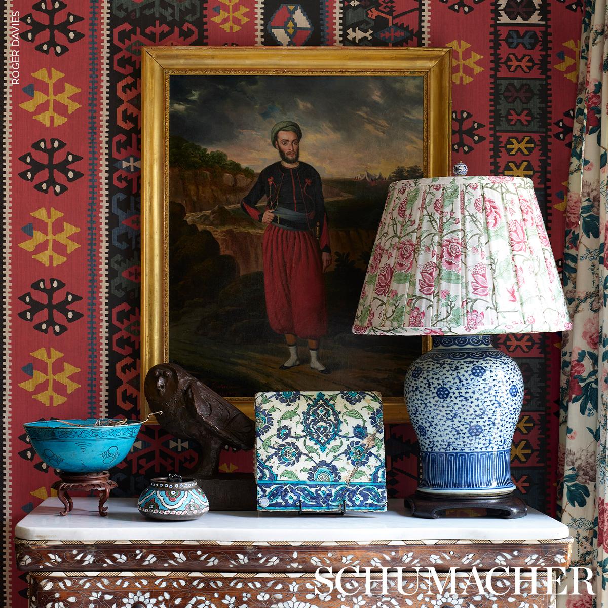 Schumacher Sahane Pomegranate Red Wallpaper