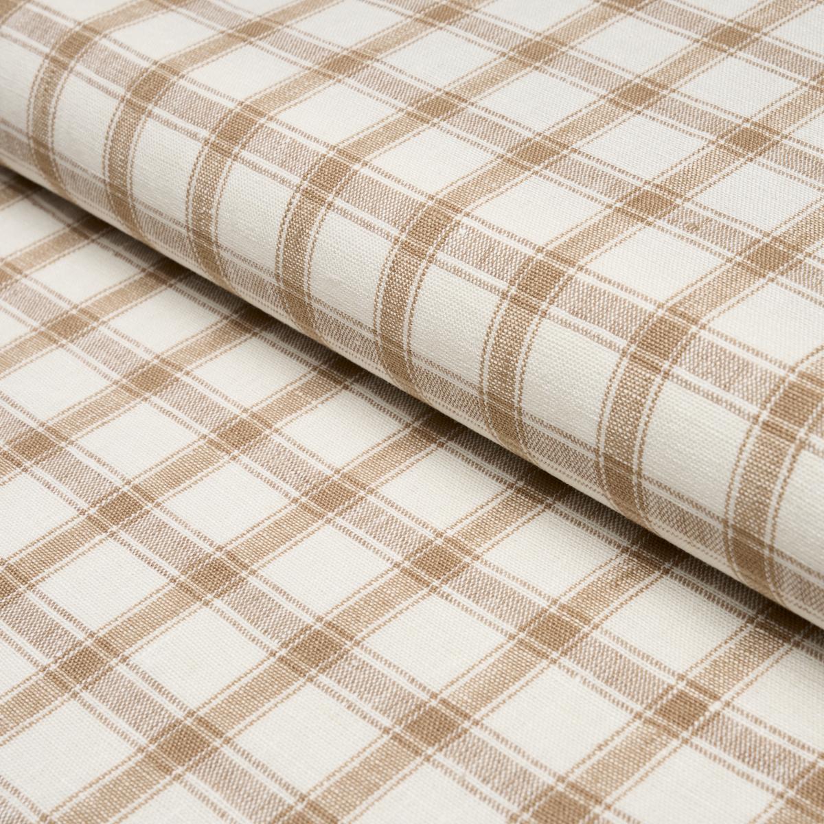 Schumacher Crawford Linen Check Neutral Fabric
