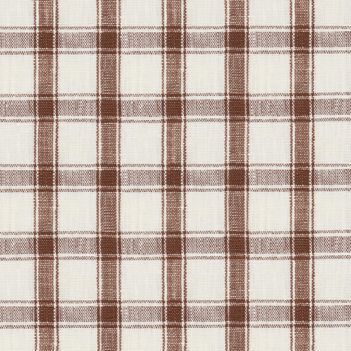 Schumacher Crawford Linen Check Brown Fabric