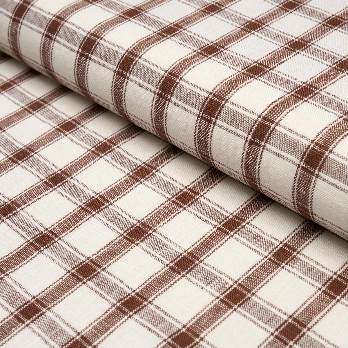 Schumacher Crawford Linen Check Brown Fabric