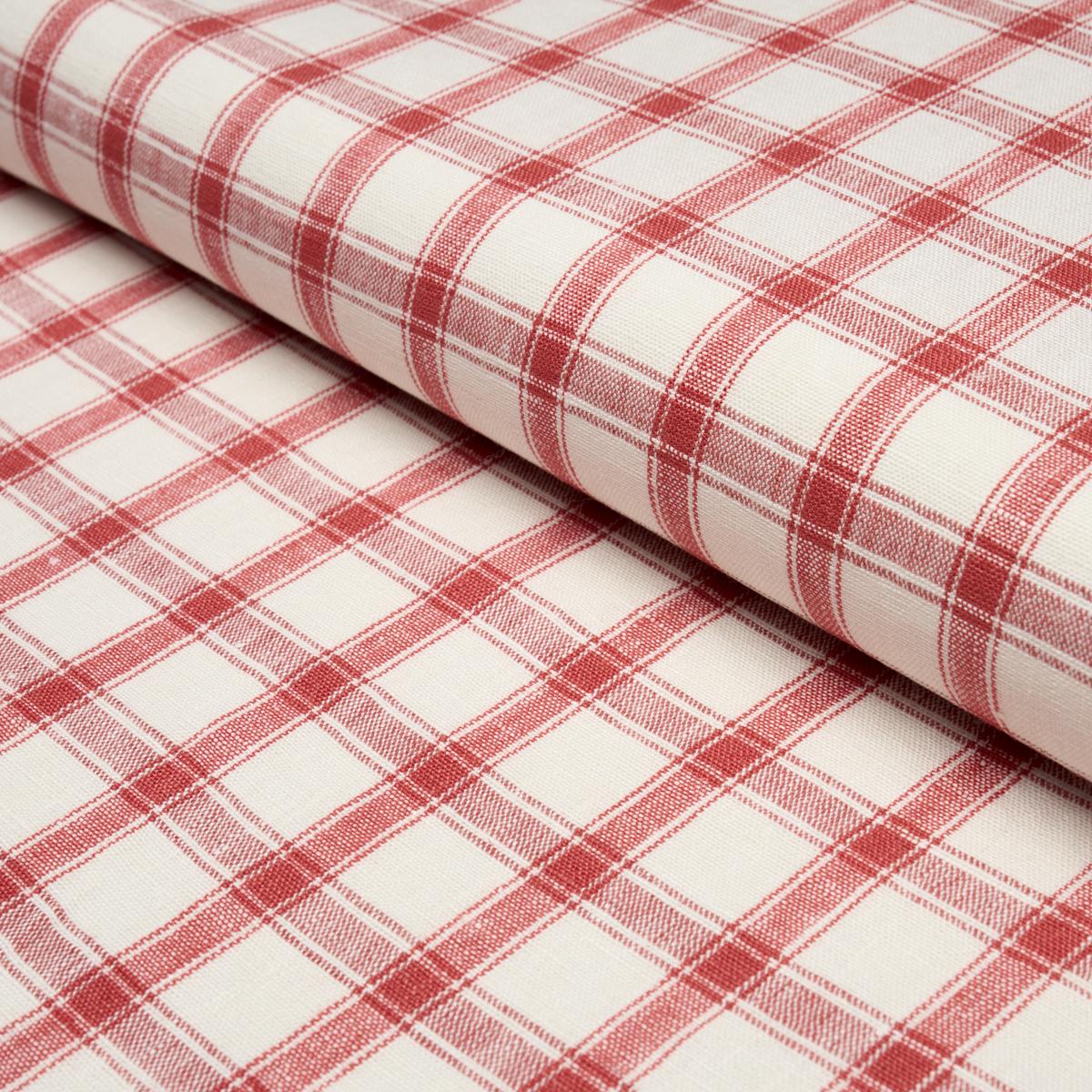 Schumacher Crawford Linen Check Red Fabric