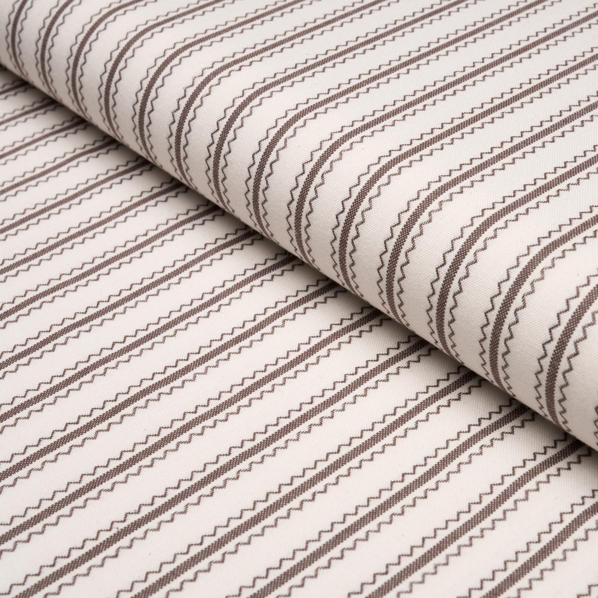 Schumacher Birdie Ticking Stripe Brown Fabric