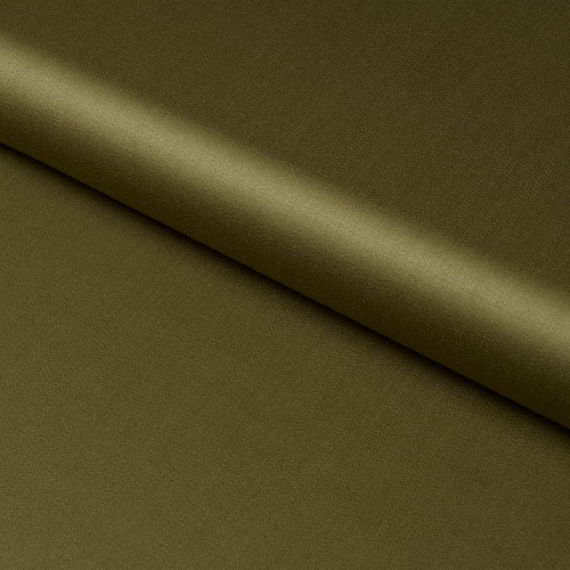 Schumacher Donovan Merino Wool Sateen Olive Fabric