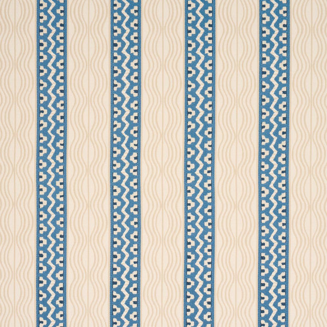 Schumacher Crème Anglaise English Cream/Denim Blue Fabric