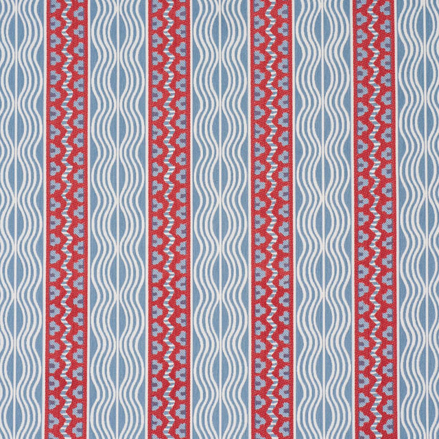 Schumacher Crème Anglaise French Red & Blue Fabric