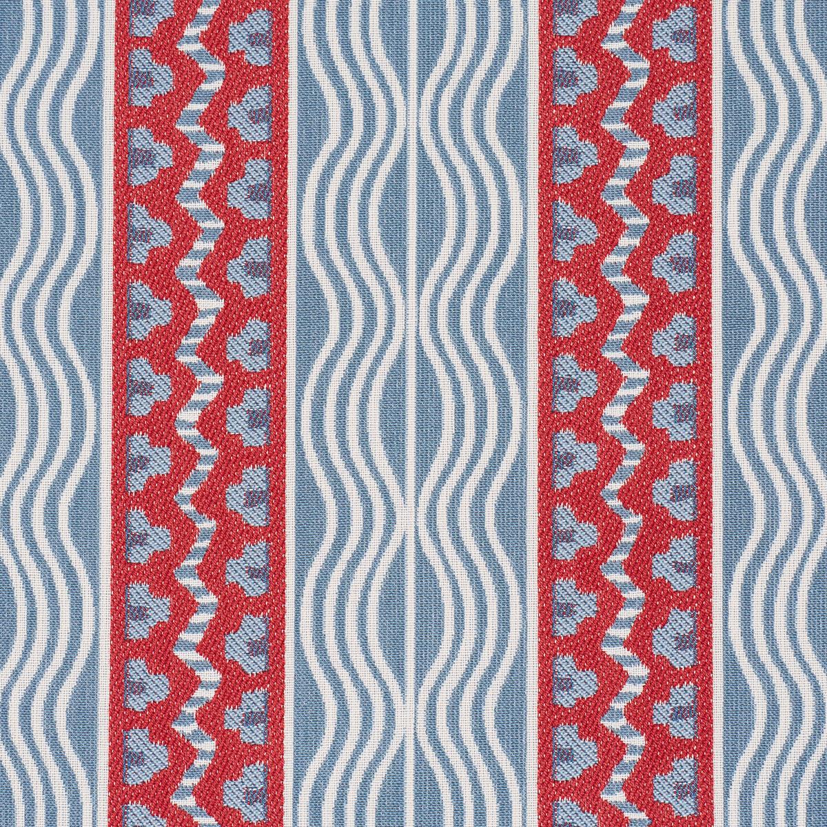 Schumacher Crème Anglaise French Red & Blue Fabric