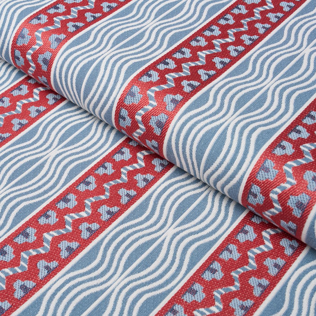Schumacher Crème Anglaise French Red & Blue Fabric