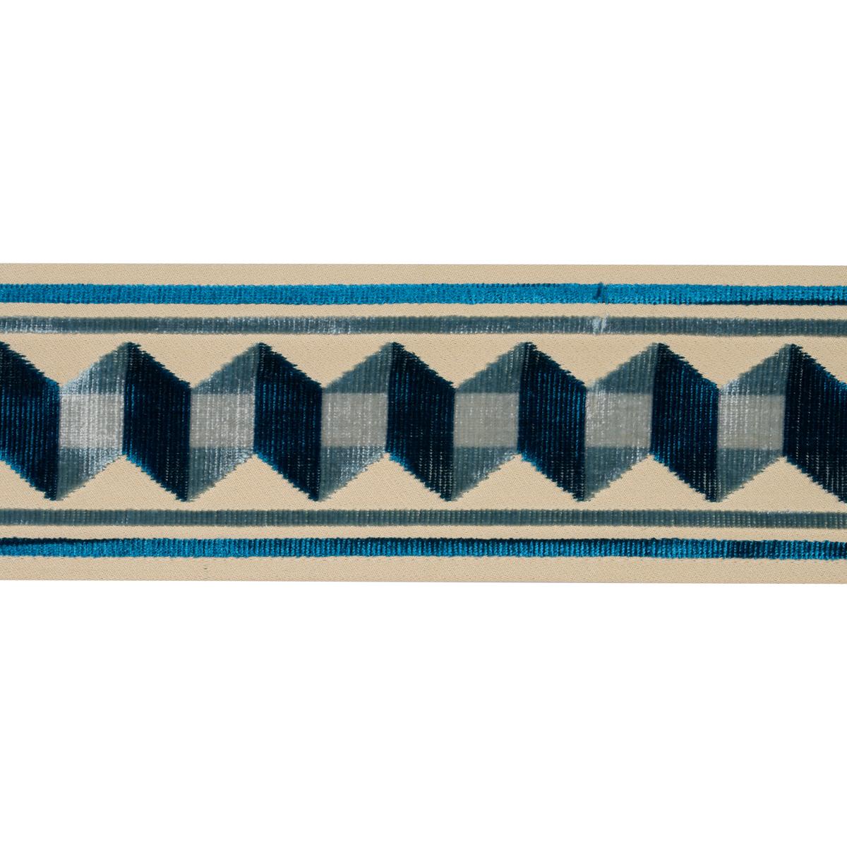 Schumacher Jilly Velvet Tape Staffordshire Blue Fabric