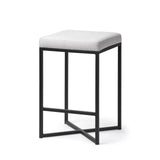 Mercana Frodo 26.5" Seat Height White Fabric Seat Black Metal Base Stool
