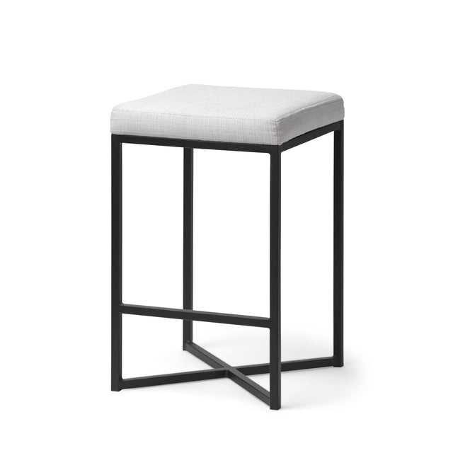 Mercana Frodo 26.5" Seat Height White Fabric Seat Black Metal Base Stool