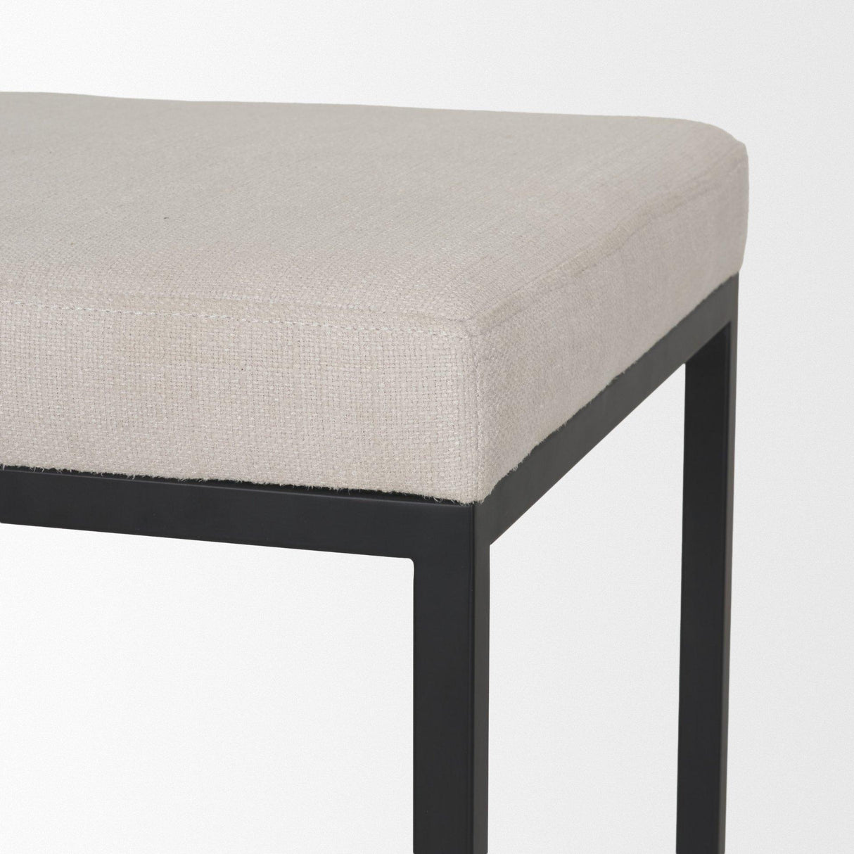 Mercana Frodo 26.5" Seat Height White Fabric Seat Black Metal Base Stool
