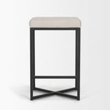 Mercana Frodo 26.5" Seat Height White Fabric Seat Black Metal Base Stool