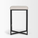 Mercana Frodo 26.5" Seat Height White Fabric Seat Black Metal Base Stool